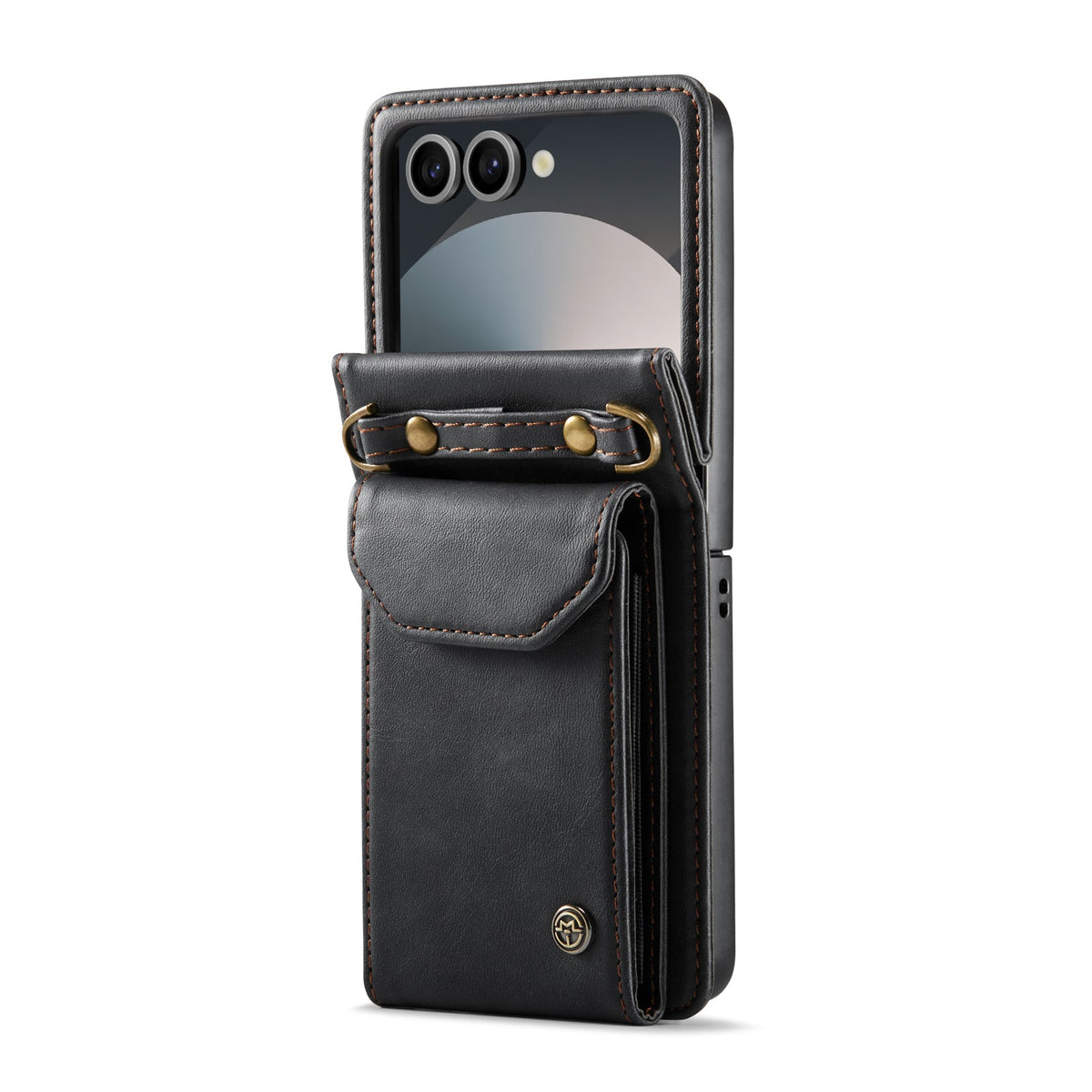 Samsung Galaxy Z Flip 7 Hoesje - Charcoal Gray - Bookcase met Telefoonkoord