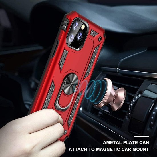 Apple iPhone 11 Pro Hoesje - Rood - Armor Kickstand Back Cover