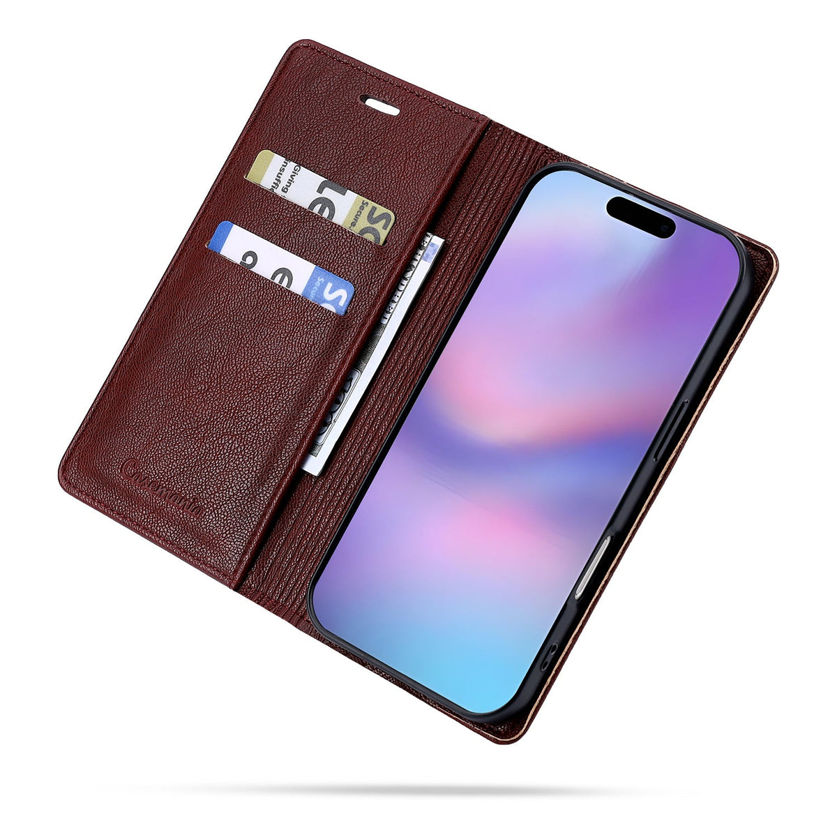 iPhone 13 Hoesje - Burgundy Red - Dunne Leather-look Back Cover