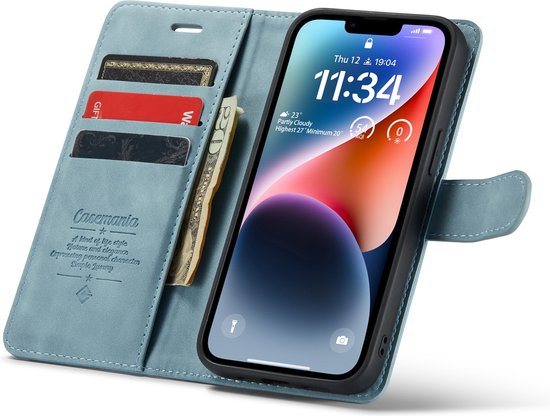 Apple iPhone 14 Plus Case - Aqua Blue - 2-in-1 Wallet Case