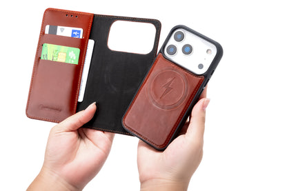 Apple iPhone 18 Pro Max Hoesje - Chestnut Brown - Echt Leren 2 in 1 MagSafe Bookcase