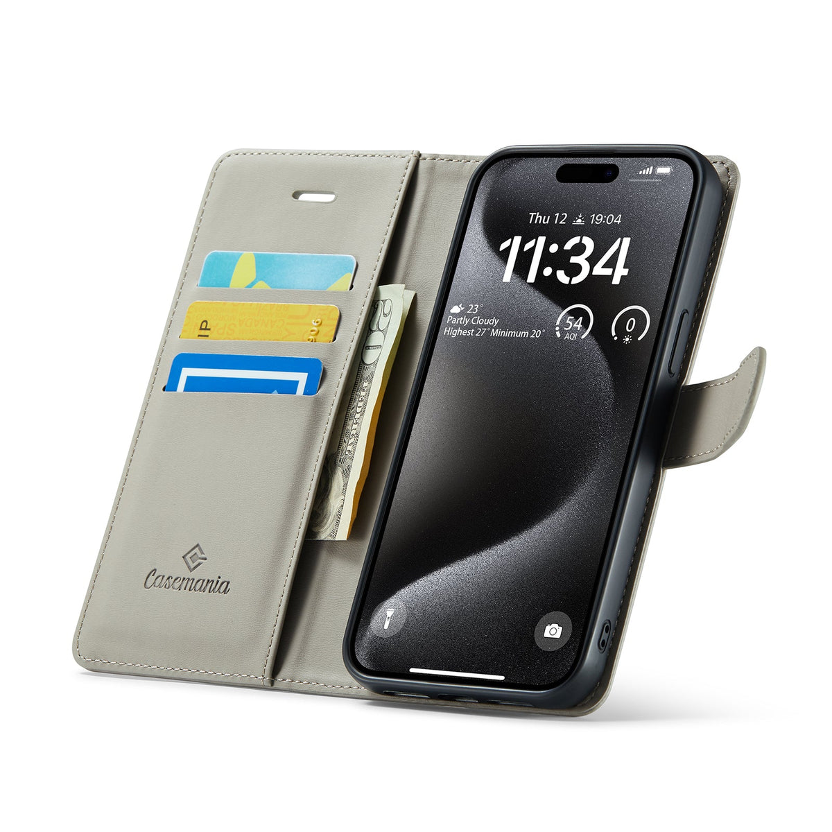 Apple iPhone 15 Hoesje - Smoke Gray - 2 in 1 Bookcase