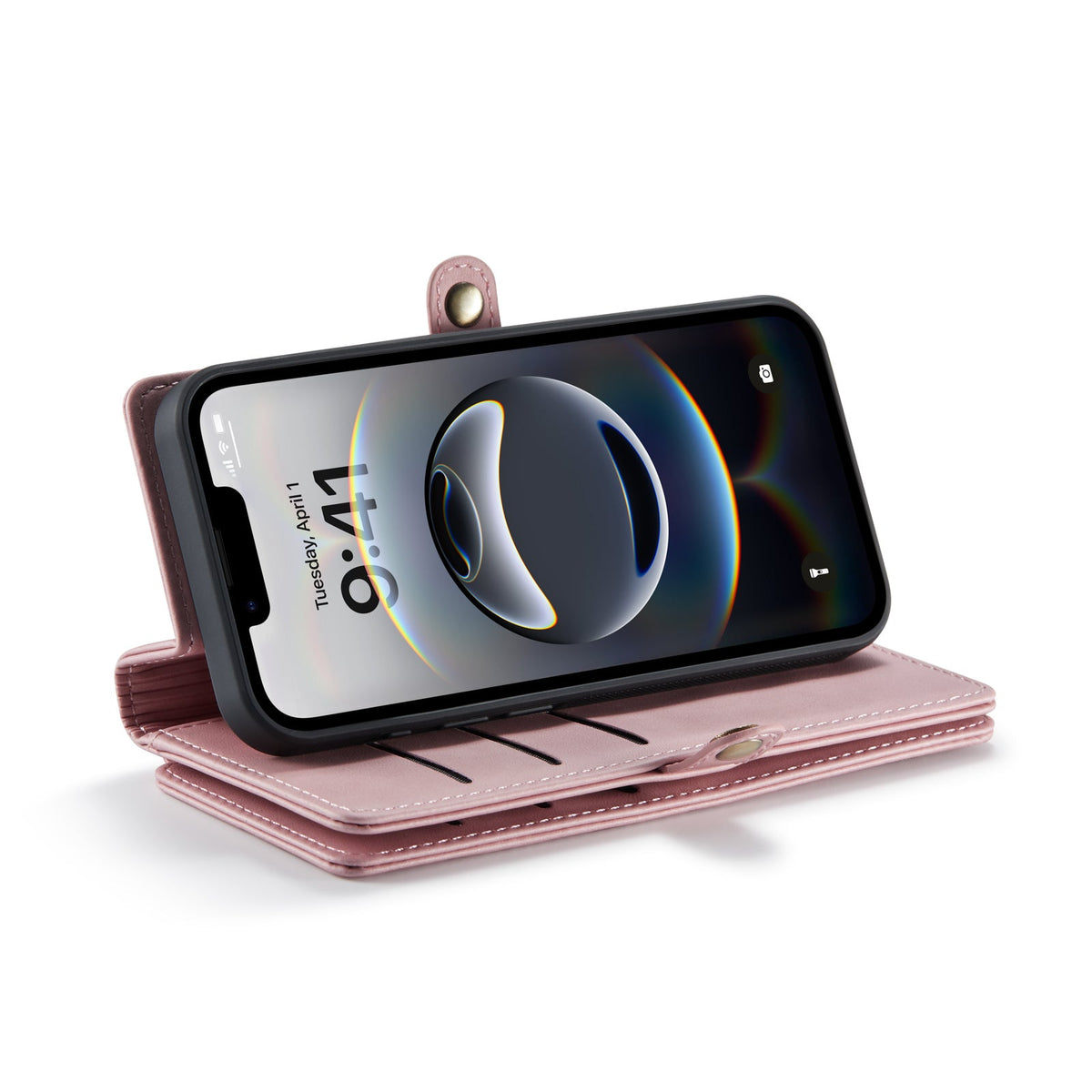 Apple iPhone 17 Hoesje - Pale Pink - Luxe 2 in 1 Bookcase met 10 Kaart Vakken en Polskoord