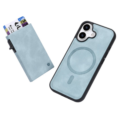 Apple iPhone 17 Case - Aqua Blue - MagSafe Back Cover with Pull-Out Card Holder