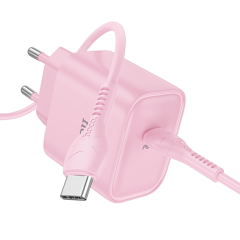 Hoco 25W USB-C Fast Charger with USB-C Cable 2m - Pink