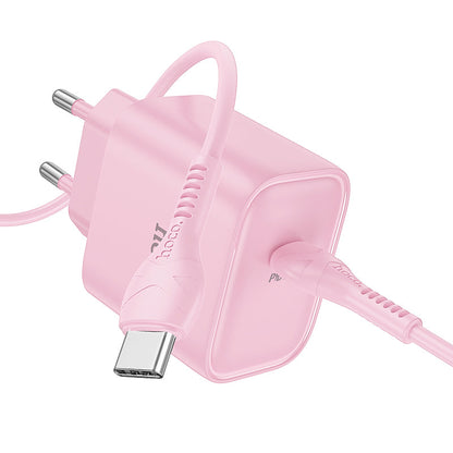 Hoco 25W USB-C Fast Charger with USB-C Cable 2m - Pink