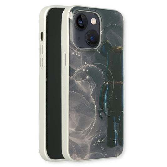 Coque Apple iPhone 15 Plus - Noir - Coque arrière silicone Marbre MagSafe