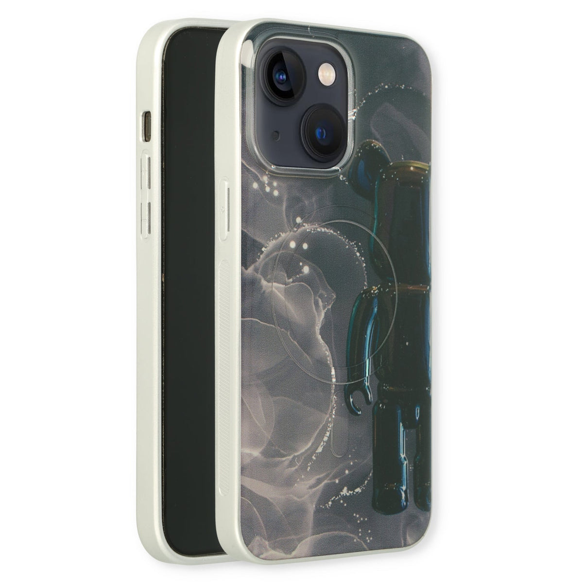 Apple iPhone 15 Hülle - Schwarz - Silikon-Marmor-MagSafe-Backcover