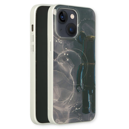 Apple iPhone 15 Hülle - Schwarz - Silikon-Marmor-MagSafe-Backcover