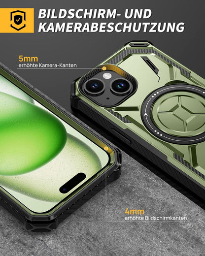Apple iPhone 15 Plus Case - Green - Armor Kickstand MagSafe Back Cover