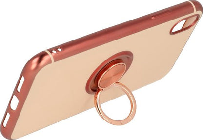 Apple iPhone Xs Max Hoesje - Roségoud - Siliconen Ring Kickstand Back Cover