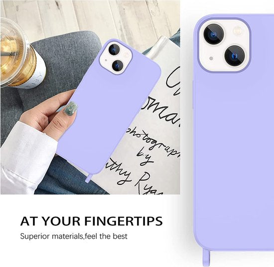 Apple iPhone 14 Pro Hülle - Lila - Silikon-Backcover mit Handykette
