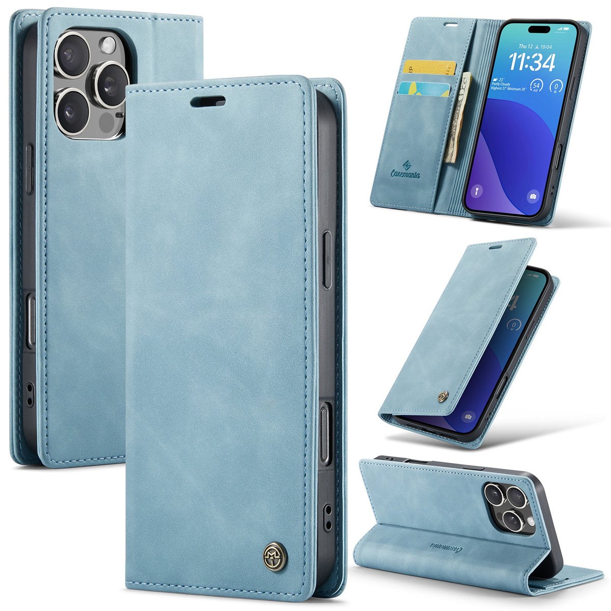 Apple iPhone 16 Pro Max Hoesje - Aqua Blue - Dunne Bookcase