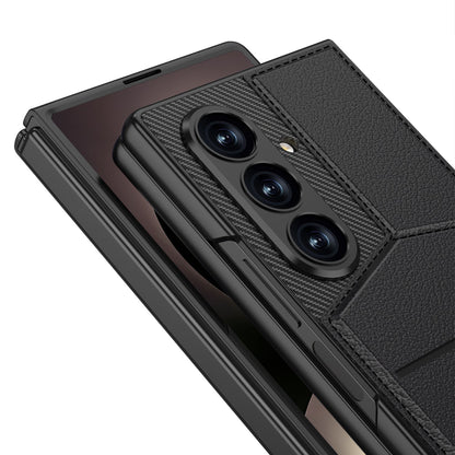 Samsung Galaxy Z Fold8 Ultra Hoesje - Carbon - Portemonnee Cover met Ingebouwde Screenprotector en Kickstand