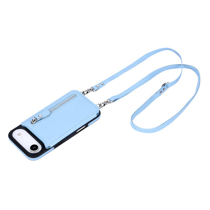 Apple iPhone Air Hoesje - Licht Blauw - Luxe Back Cover met Telefoonkoord en Rits