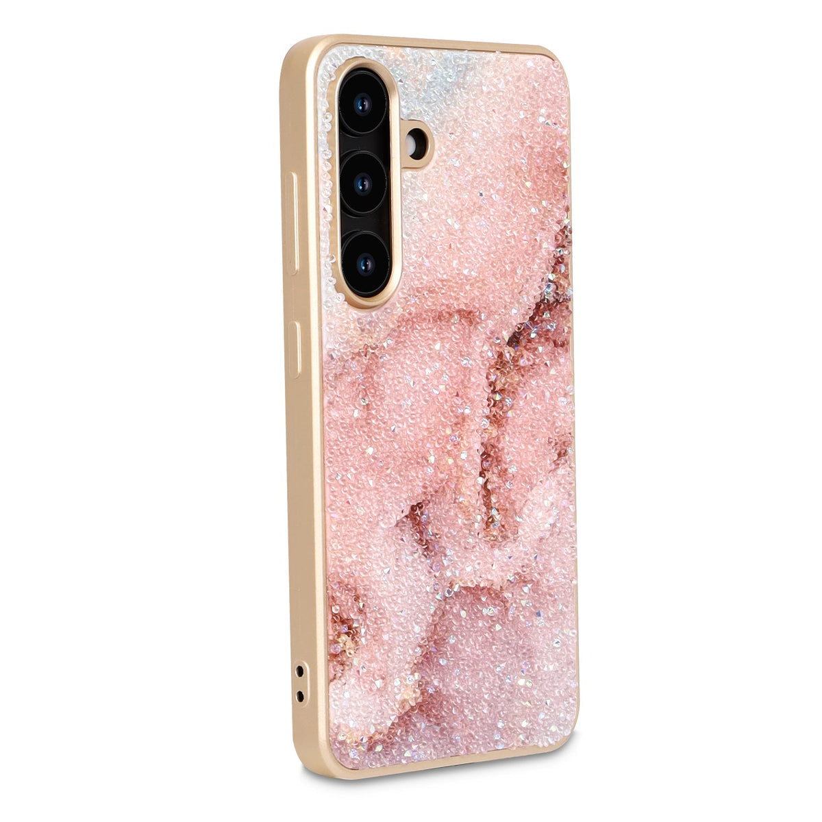 Samsung Galaxy A35 5G Hoesje - Roze - Diamant Marmer Glitter Back Cover