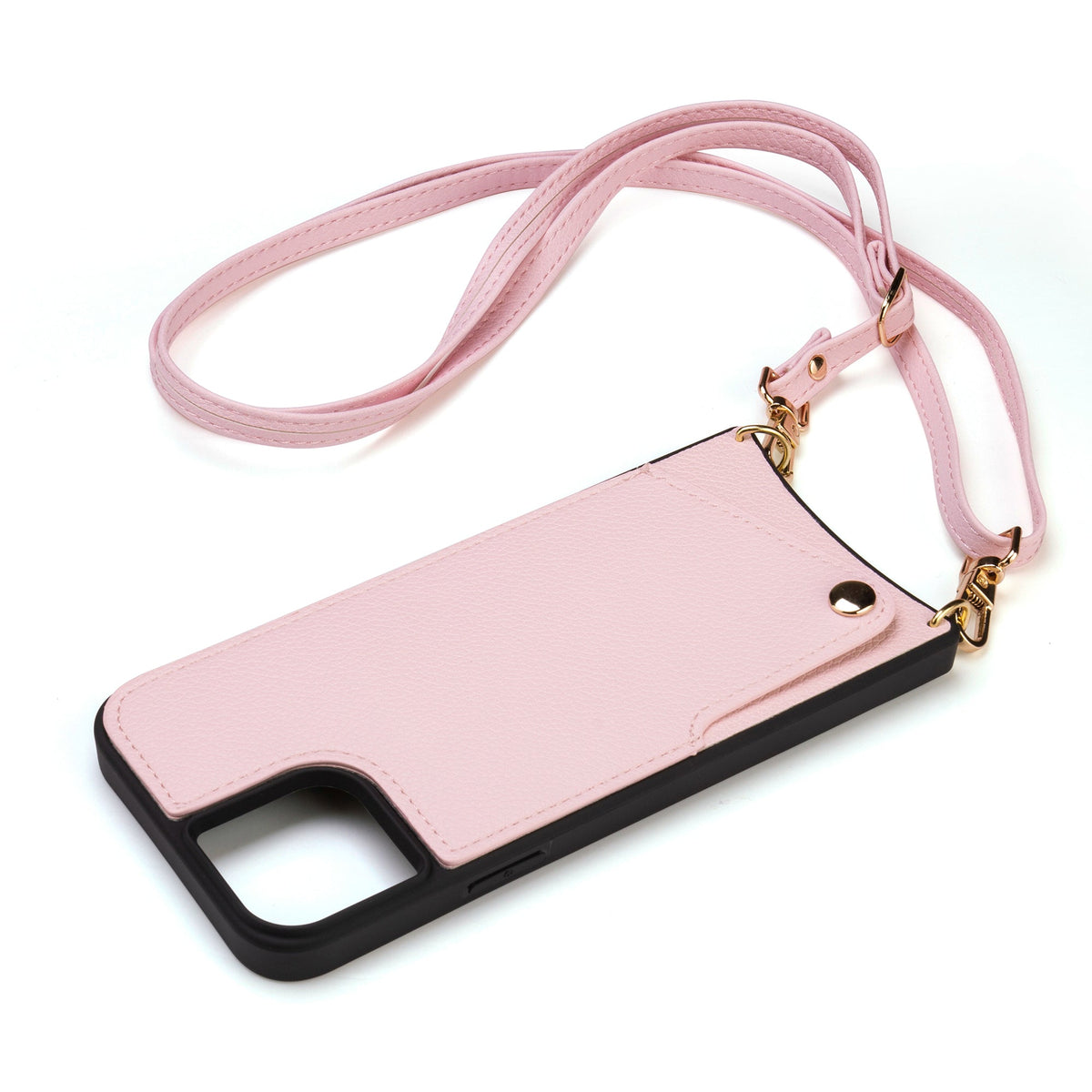 Apple iPhone 15 Plus Hoesje - Roze - Back Cover met Pols Bandje en Telefoonkoord