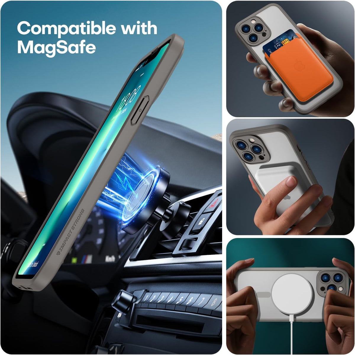 iPhone 14 Pro Max Hoesje - Grijs - Matte Armor MagSafe Back Cover