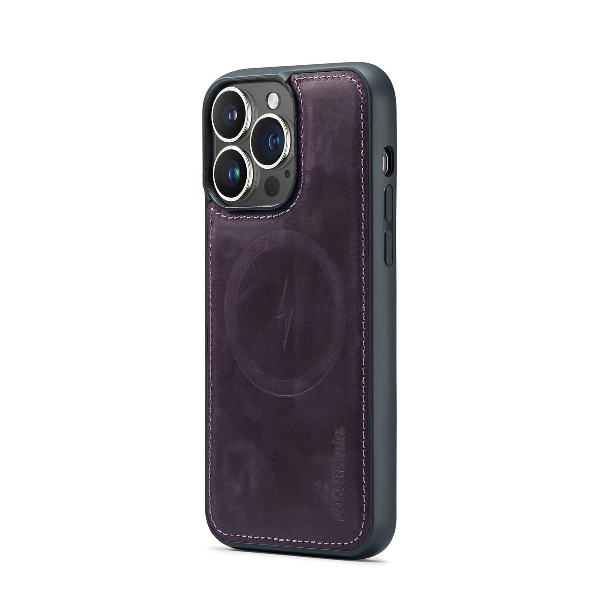 Apple iPhone 15 Pro Max Hoesje - Dark Purple - Echt Leren 2 in 1 MagSafe Bookcase