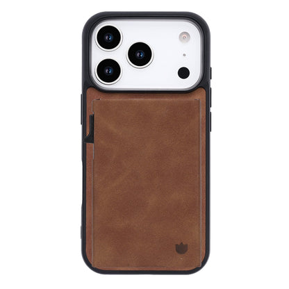 Apple iPhone 18 Pro Max Hoesje - Sienna Brown - Kunstleren MagSafe Back Cover met Uitschuifbare Pasjeshouder