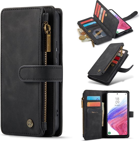 Samsung Galaxy S23 Plus Hoesje - Charcoal Gray - Luxe Bookcase met Rits