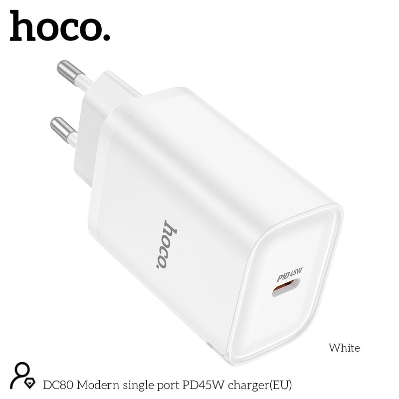 Hoco 45W USB-C Schnellladegerät - Weiß