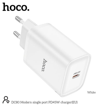 Hoco 45W USB-C Schnellladegerät - Weiß