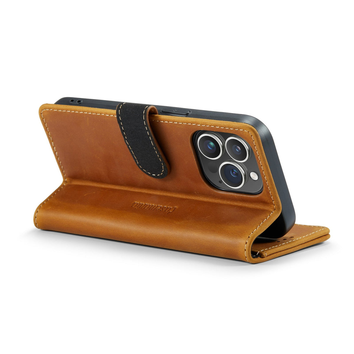 Apple iPhone 15 Pro Max Hoesje - Bruin - Echt Leren Bookcase