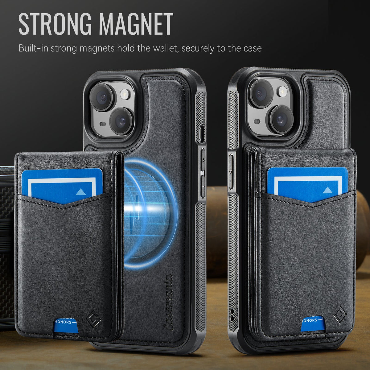 Apple iPhone 14 Hoesje - Charcoal Gray - MagSafe Back Cover met Pasjeshouder
