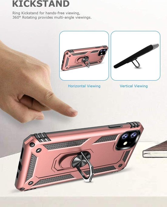 Apple iPhone 11 Hoesje - Rosegoud - Armor Kickstand Back Cover