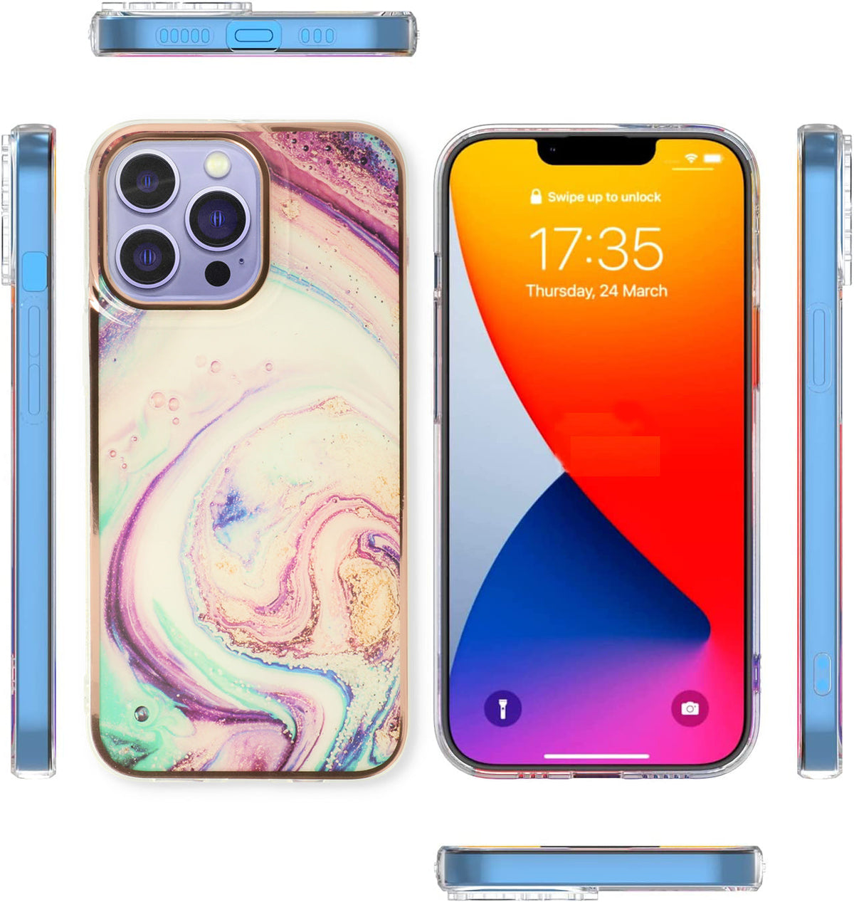Apple iPhone 15 Pro Case - Twist - Silicone Marble Back Cover