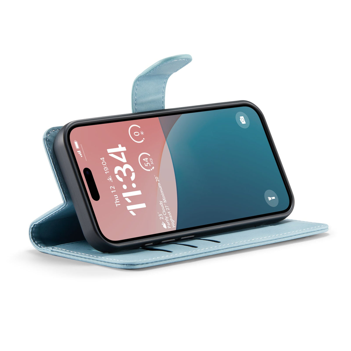 Apple iPhone 16 Hoesje - Aqua Blue - 2 in 1 Bookcase