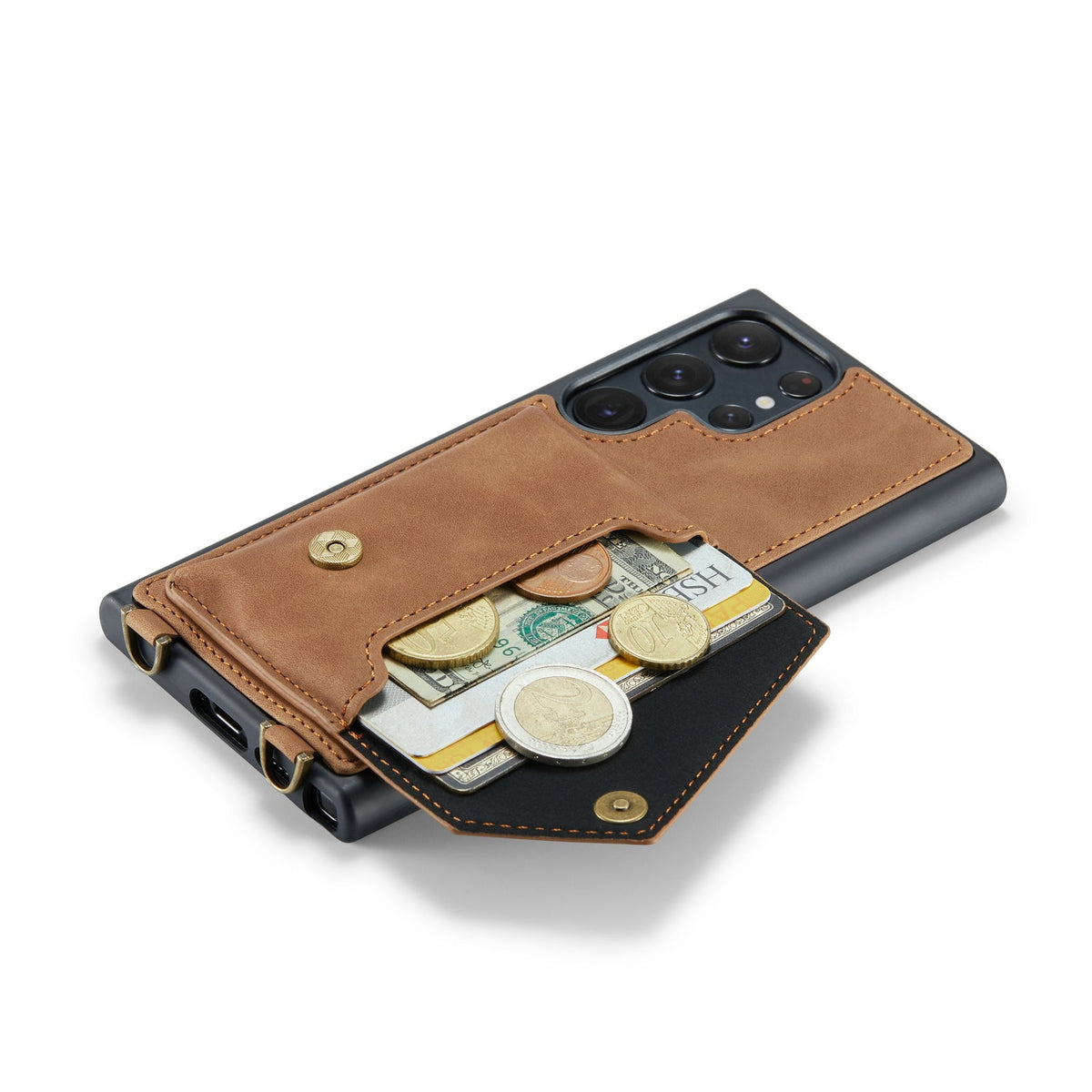 Samsung Galaxy S23 Ultra Case - Sienna Brown - Luxury Back Cover with Phone Strap