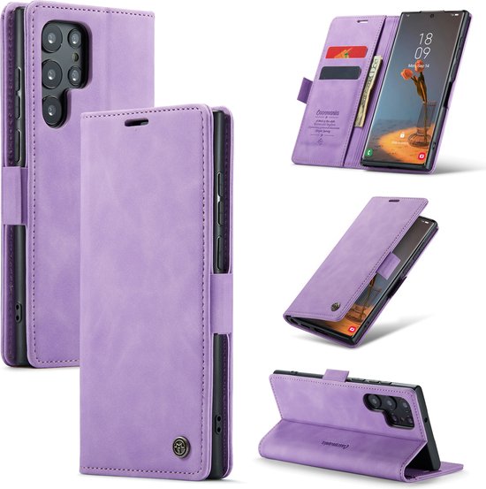 Samsung Galaxy S22 Ultra Hoesje - Bright Lila - Dunne Bookcase