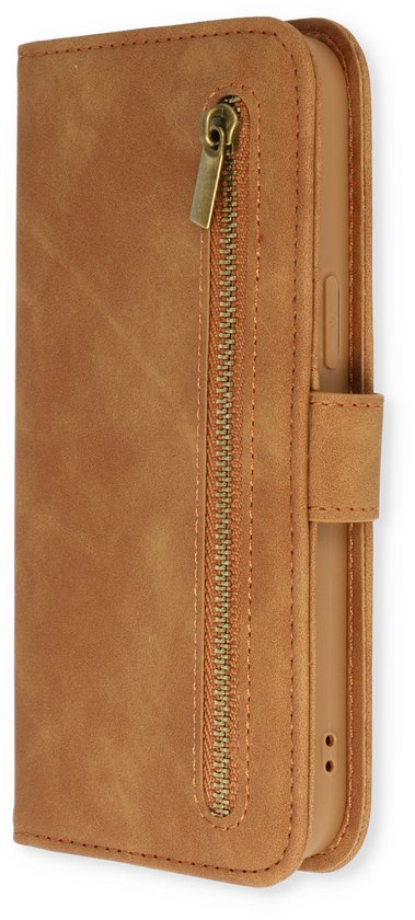 iPhone 14 Case - Sienna Brown - Luxury Wallet Case with Zip