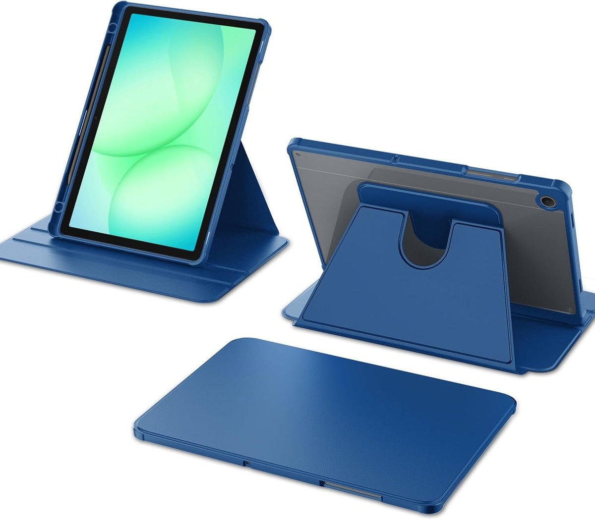 Étui pour tablette Samsung Galaxy Tab A11 / A9 - Bleu foncé - Housse de tablette rotative à 360° avec dos transparent