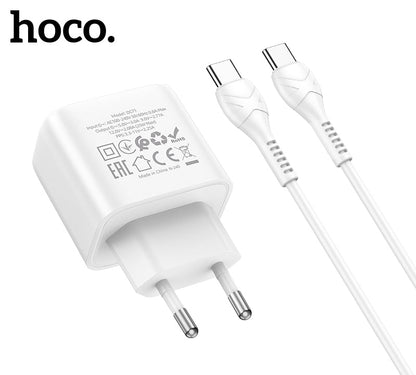 Hoco 25W USB-C Fast Charger with USB-C Cable 2m - White