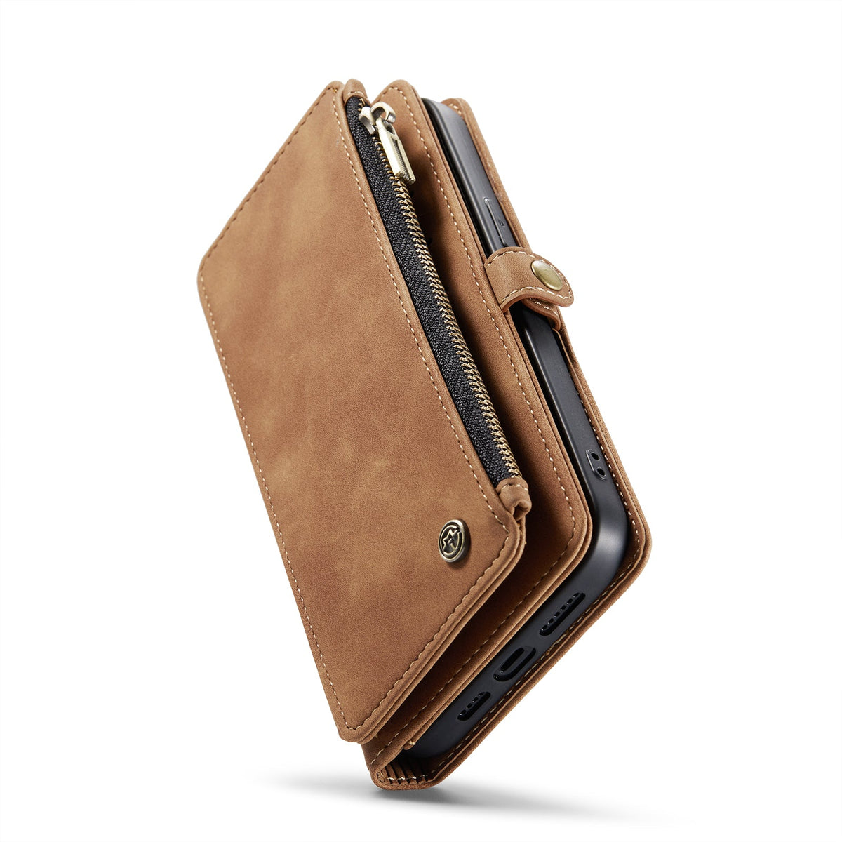 Apple iPhone 15 Plus Hoesje - Sienna Brown - Luxe Portemonnee MagSafe Bookcase met Rits en Telefoonkoord