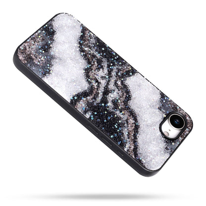 Apple iPhone 17e Hoesje - Marmer Zwart - Marmer Diamant Glitter Back Cover