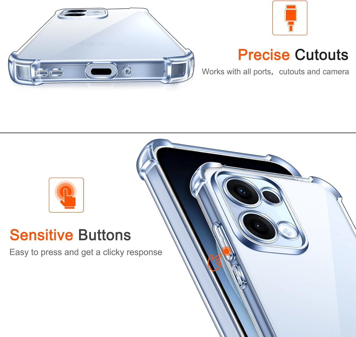 Oppo Reno 14 Case - Clear - Shockproof Back Cover