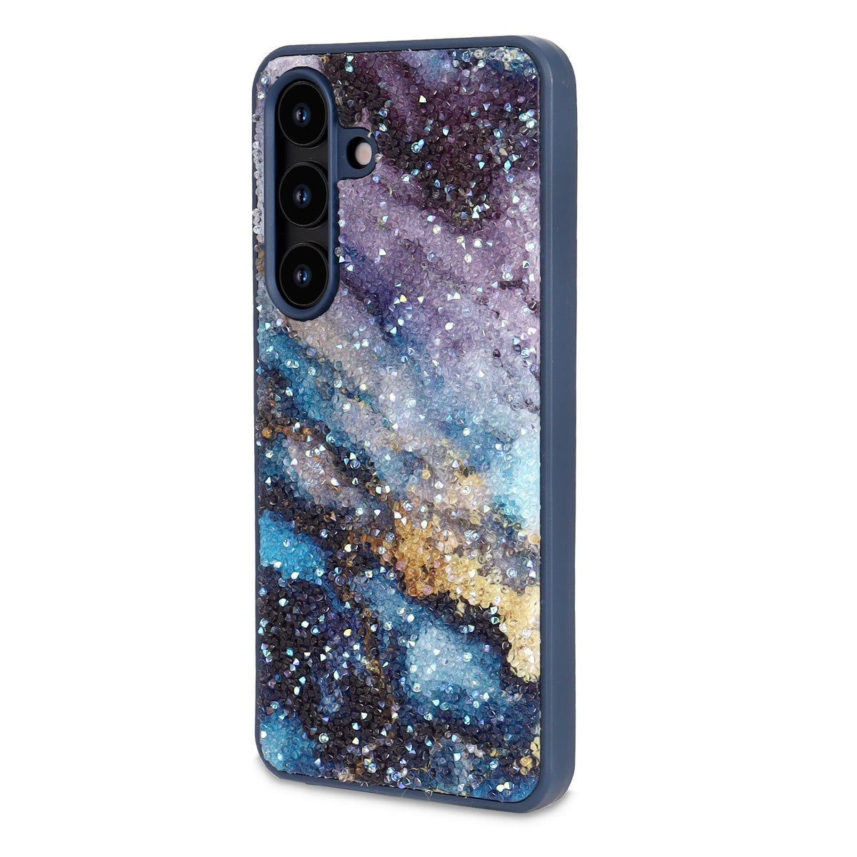 Samsung Galaxy S24 Hoesje - Blauw - Diamant Marmer Glitter Back Cover