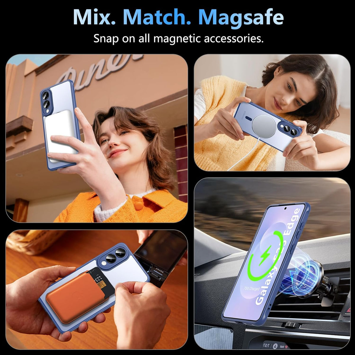 Samsung Galaxy S25 Edge Case - Dark Blue - Matte Armour MagSafe Back Cover with Camera Protection