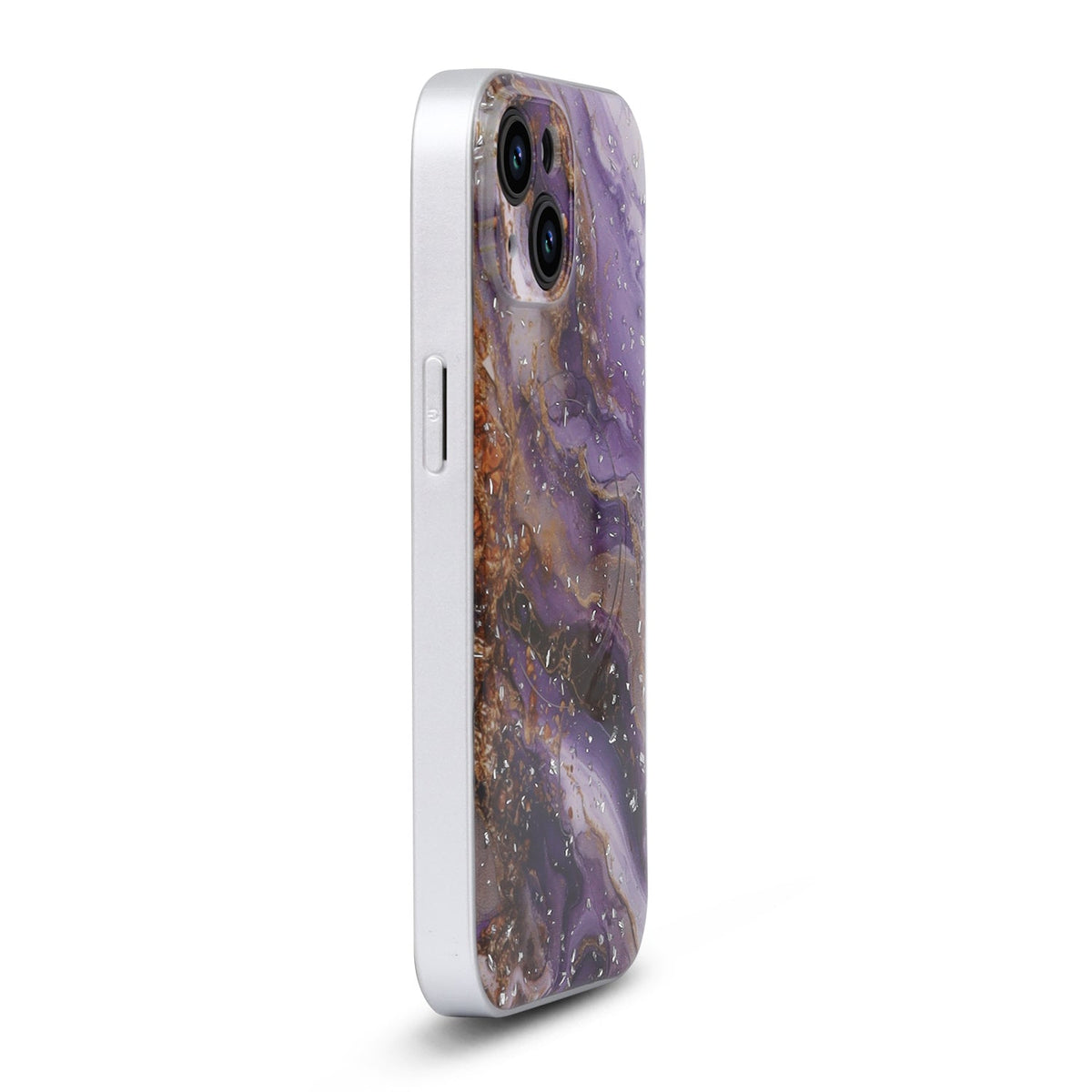 Apple iPhone 15 Hoesje - Paars - Marmer Glitter MagSafe Back Cover