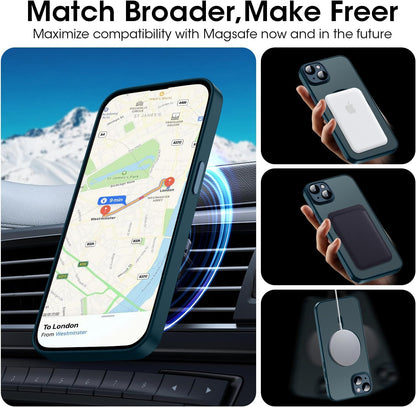 iPhone 15 Plus Hoesje - Blauw - Matte Armor MagSafe Back Cover