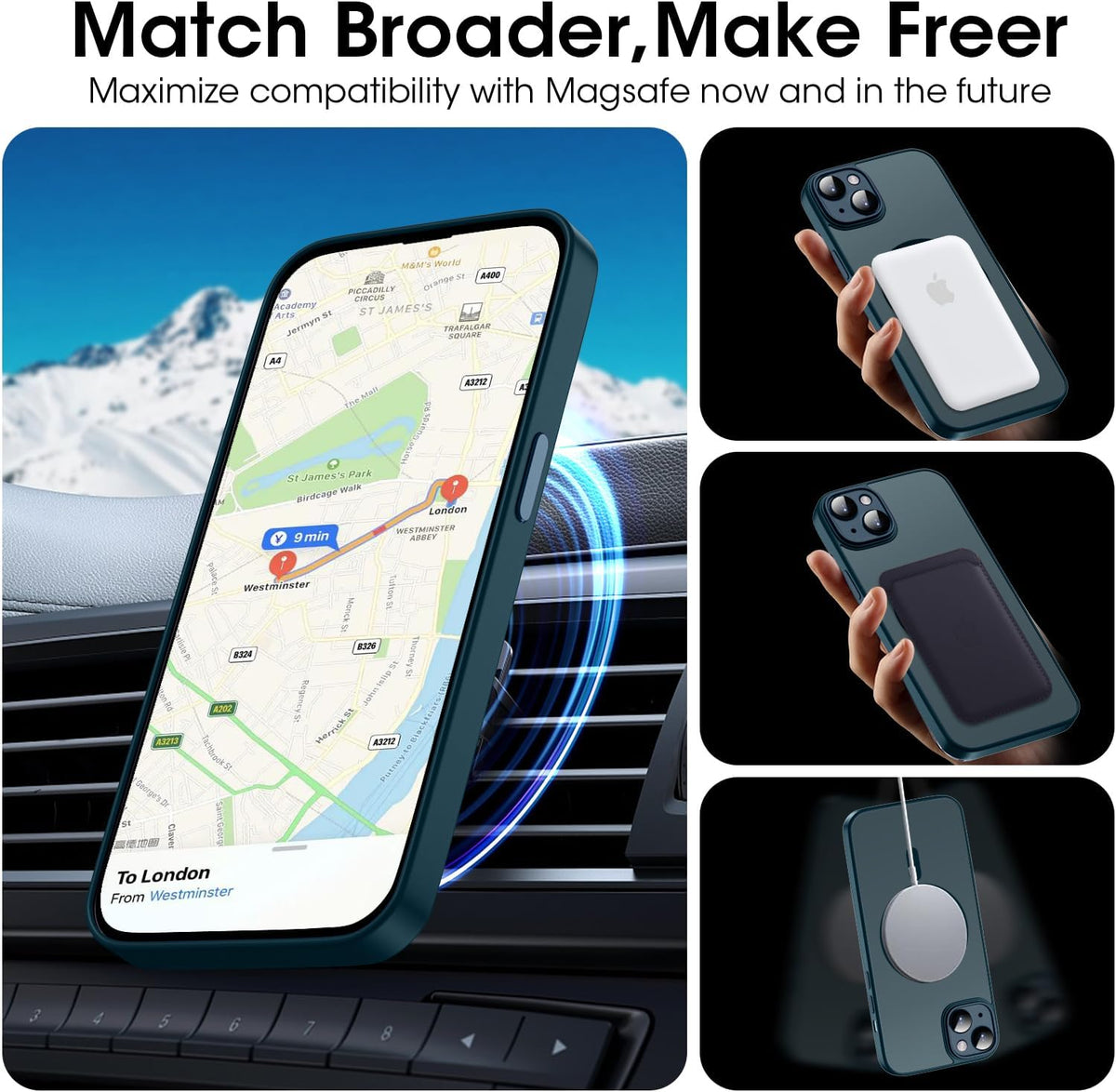 iPhone 15 Hoesje - Blauw - Matte Armor MagSafe Back Cover