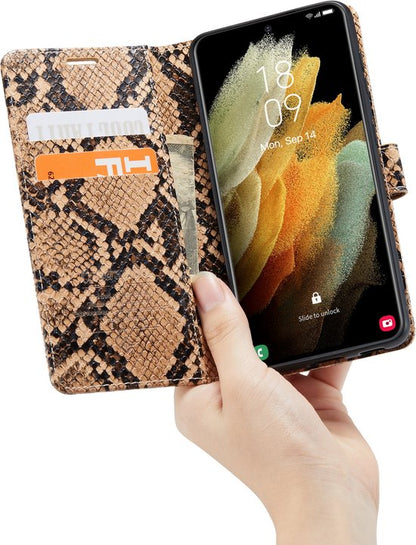 Samsung Galaxy S21 FE Hoesje - Beige - Snake Bookcase
