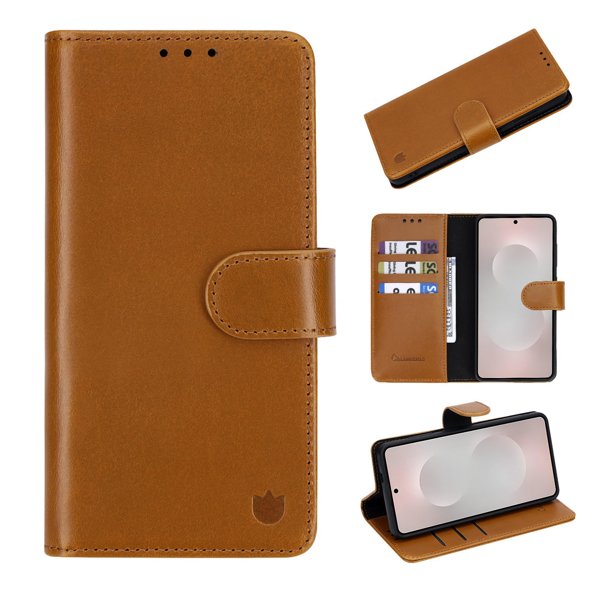 Samsung Galaxy A57 Hoesje - Sienna Brown - Echt Leren 2 in 1 MagSafe Bookcase