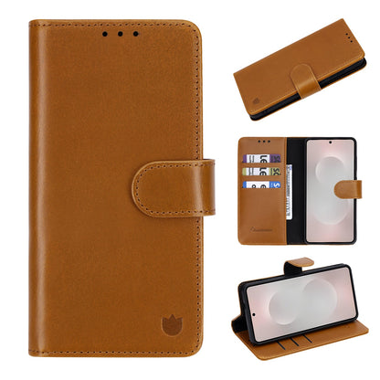Samsung Galaxy S26 Hoesje - Sienna Brown - Echt Leren 2 in 1 MagSafe Bookcase