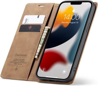 iPhone 13 Hoesje - Sienna Brown - Dunne Bookcase