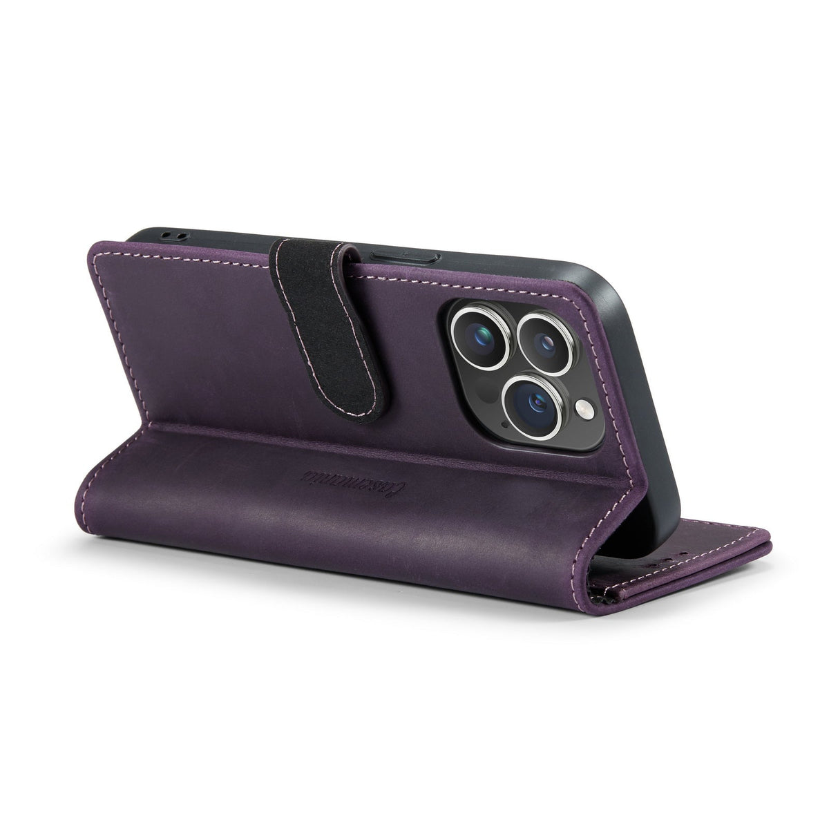 Apple iPhone 15 Pro Max Hoesje - Paars - Echt Leren Bookcase